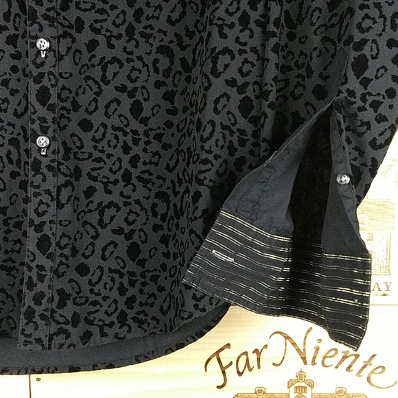 INC Black and Velvety Animal Print Top - Picture 2 of 6